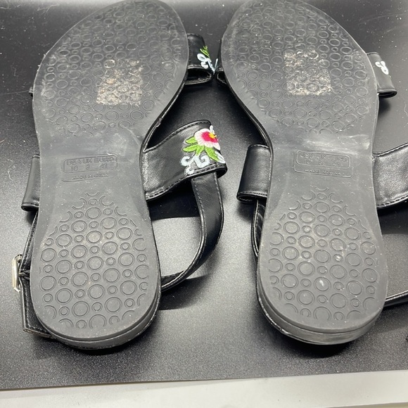 Capellin New York Embroidered Floral Dbl Straps Slide Sandals. Size 10. D3/A - Picture 9 of 10